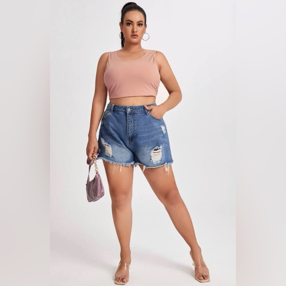 Plus Solid Criss Cross Tank Top - Blush